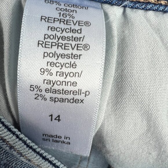 Edgely Jeans Women's 33x26* High Rise Straight Crop Blue Distressed Denim Tag 14 - Picture 8 of 16